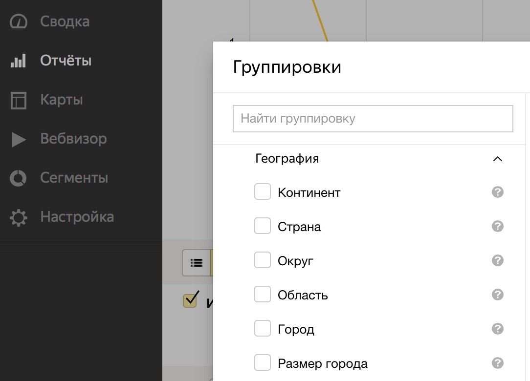 Группировка по географии