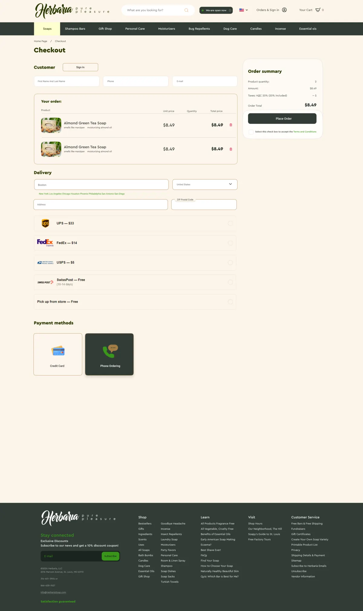 Оформление заказа Herbaria
